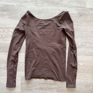 Free People Intimately Brown Open Back Seamless Long Sleeve-Size M/L
